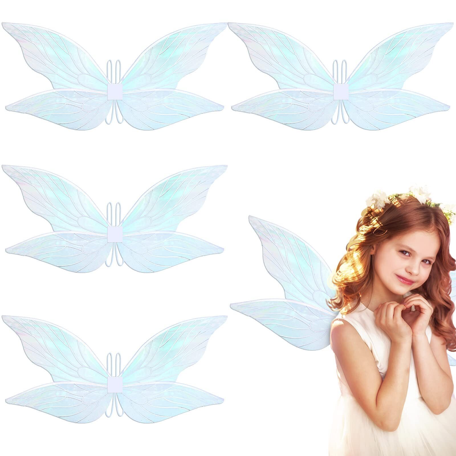 2128 4 Pcs Halloween Adult Fairy Wings Kids Cosplay Party Sheer